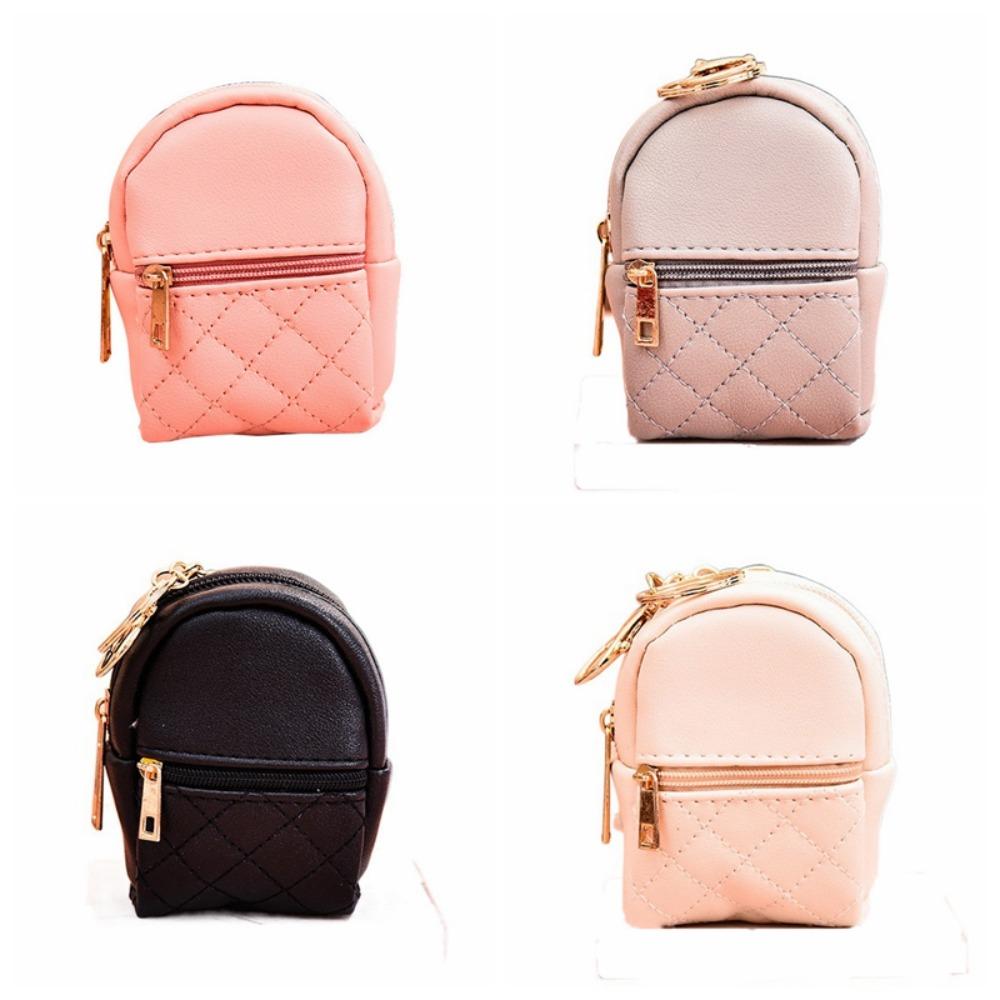 With Keychain Earphone Mini Storage Bag Long Strap PU Small Wallet Key Bag PU Mini Coin Purse  Girl