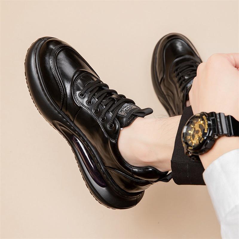 New Men's Shoes Autumn and Winter Trendy Shoes Platform Heightening Versatile Leather Sports Velvet Warm Casual Dad Shoes Men