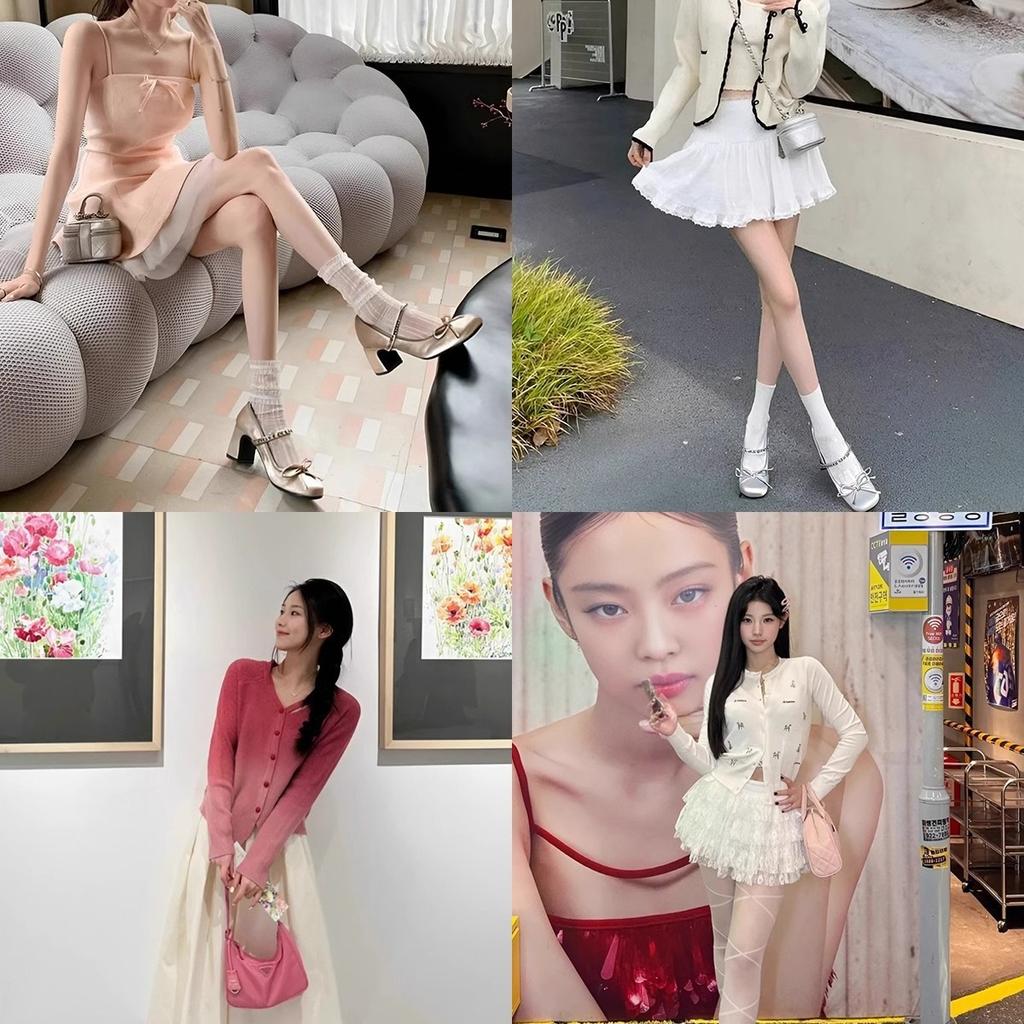 Mrs. Luxury Fragrance~ Coarse Heel Mary Jane High Heels Women's Shoes 2025 Spring New French Round Head Silver Single Shoes