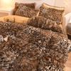 3pcs Luxurious Leopard Print Faux Fur Plush Duvet Cover Set - Ultra-Soft, Warm, and Fluffy Shaggy Design with Zipper Closure - I