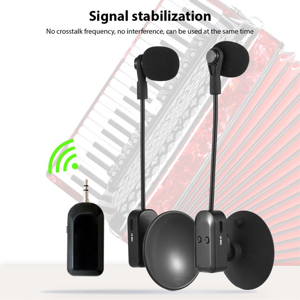 2,4G Kabelloser Instrumentenmikrofonempfänger mit abnehmbarer Saugnapf für Gitarre Violine Cello Akkordeon Lautsprecher
