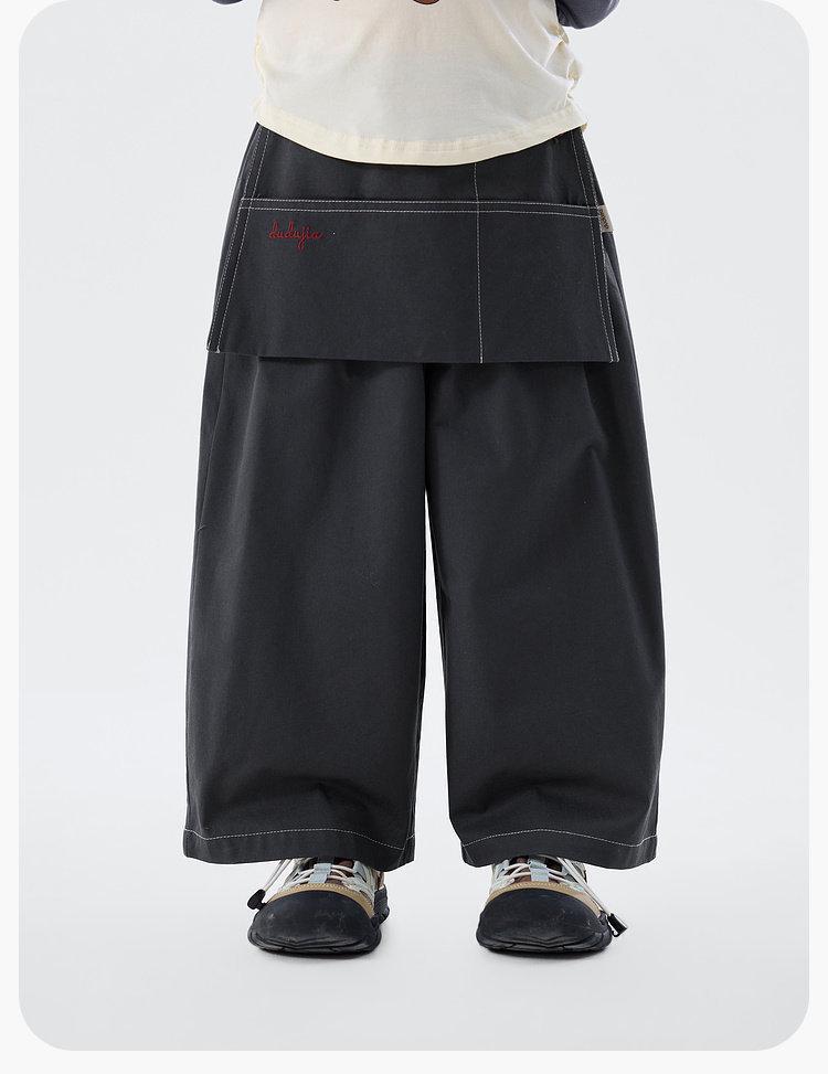 2026 Spring Girls' Fake Two-Piece Wide-Leg Cotton Pants by Dudu Home