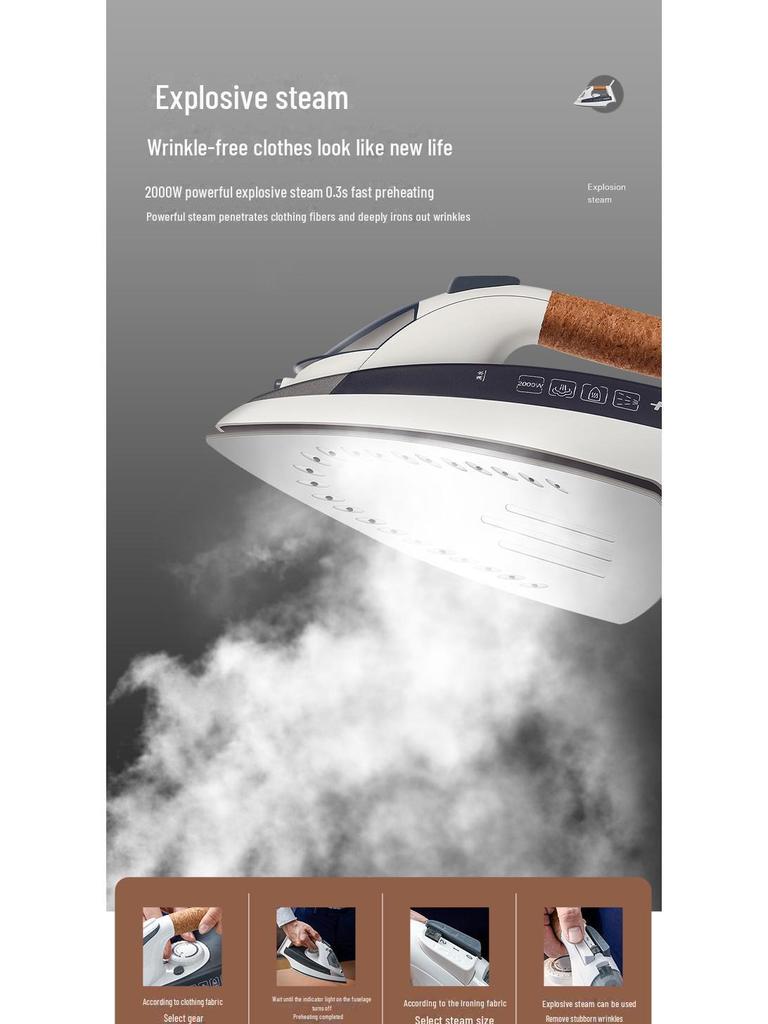 Red Heart RH1366 2000W Handheld Steam Iron - Wet & Dry, High Power for Household & Commercial Use