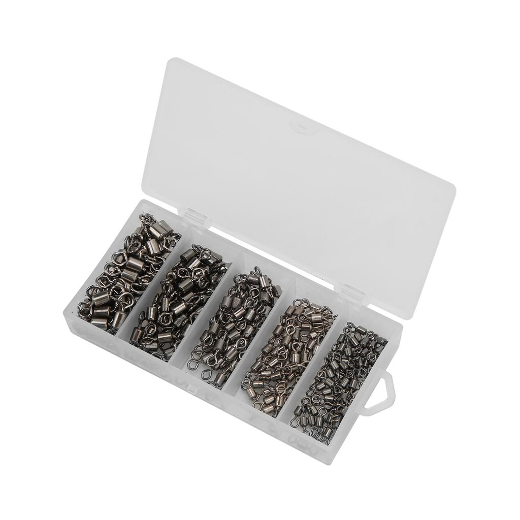 210Pcs/lot 8 Shape Fishing Swivels Bearing Solid Rings Rolling Metal Fishing Connector