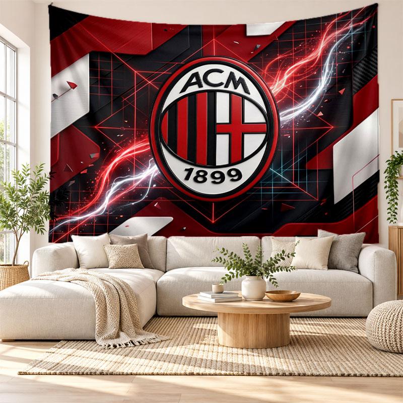 AC Milan Wall Tapestry, Soft Fabric Wall Hanging, Decorative Backdrop For Bedroom Home Wall Art
