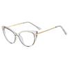 Hot-selling women's large frame cat eye transparent glasses frame retro European and American two-color tr anti-blue flat mirror