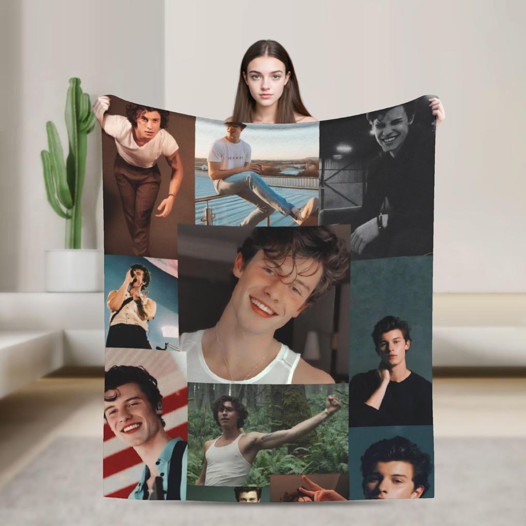 Warm Blanket Adult Decorative Rapper Shawn Mendes Throw Blanket Flannel Bedspread For Couch Chair Street Trend Sofa Bed Cover