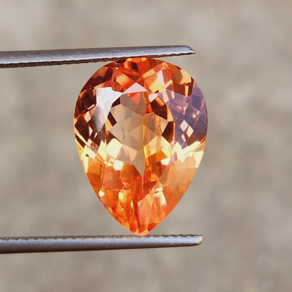 11.30 Ct Natural Certified Orange Padparadscha Pear Cut Gemstone