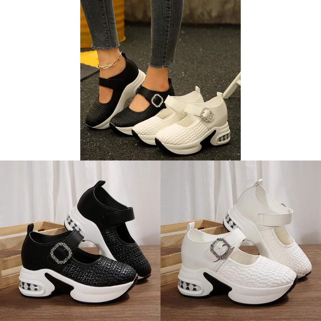 Water Diamond Heel Sneakers With Adjustable Strap For Casual Wear Women