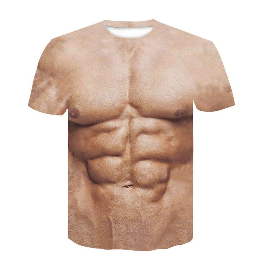 Men 'S 3d T -Shirt Bodybuilding Simulated Muscle Tattoo T -Shirt Casual Nude Skin Chest Muscle Tee Shirt Short -Sleeve Clothes Tops