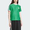 Adidas Originals Logo Bokstavtrykk Fargeblokk Stripet Rund Hals Kort Ermet T-skjorte Dame T-skjorte Grønn IY7227