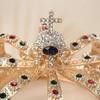 Baroque Royal Cross Castle Colorful Rhinestone Crown Party Headwear