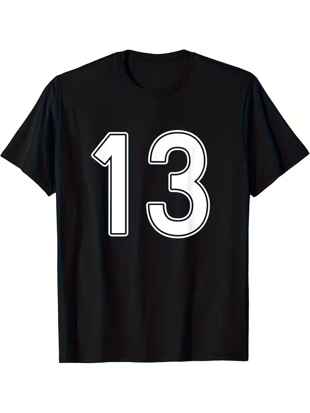 Men s Black and White T-shirt with a Size 13 Graphic. Breathable Sports T-shirt M