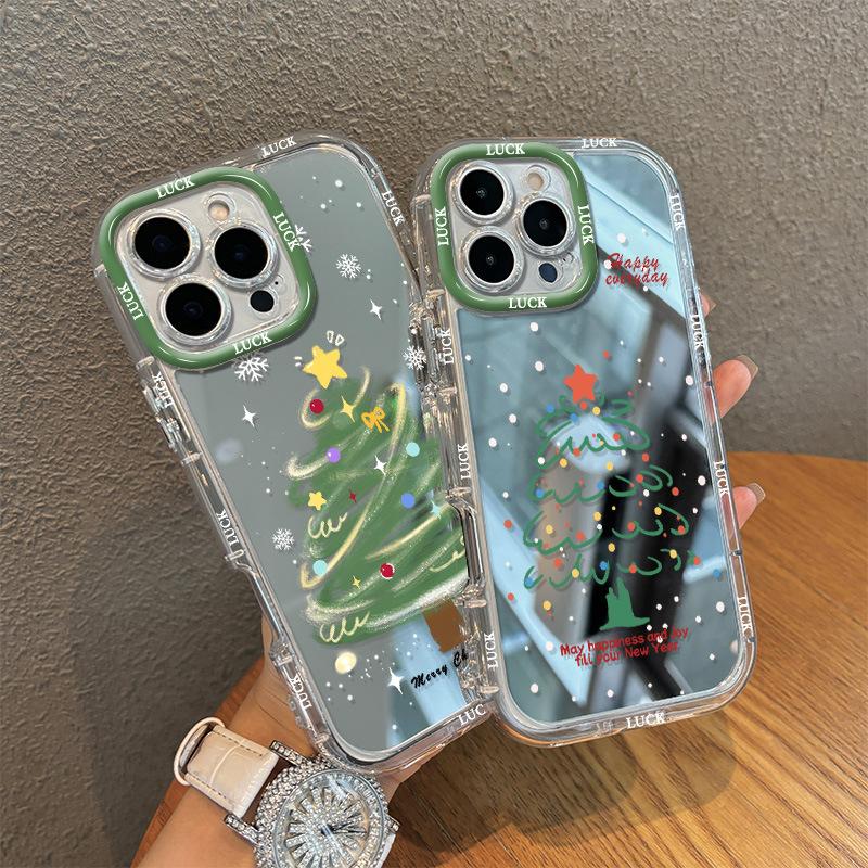 Mirror Transparent Apple 11 Mobile Phone Case Colorful Christmas Tree iPhone11promax Silicone 11pro Makeup 11