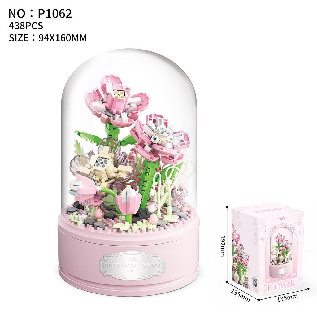 Eternal Rose Music Box Bouquet: Adult Assembled Valentine's Day Gift and Desktop Ornament