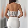 Elegant Pure Desire Lace Backless Slimming Bandeau with Fishbone Buckle