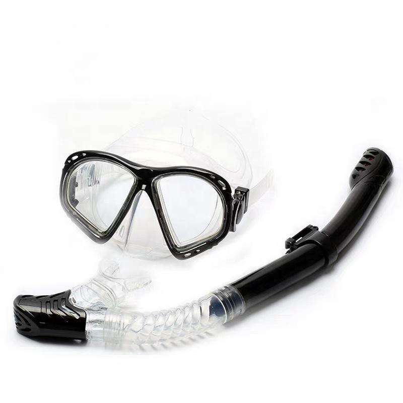 Tempered Glass Scuba Diving Goggles Dry Top Snorkeling Mask and Snorkel Set for Adults
