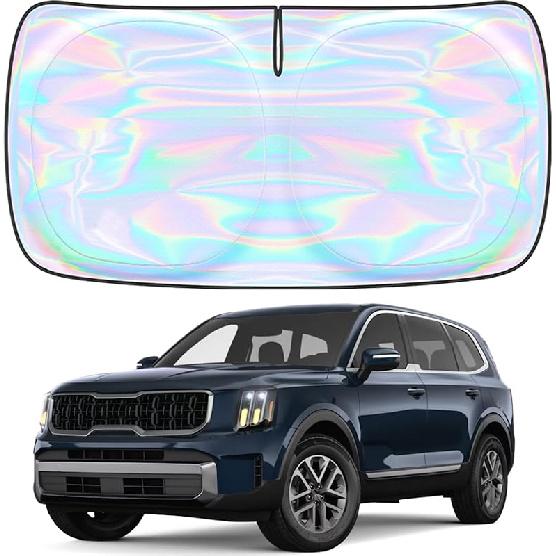 Windshield Sun Shade Cover For Kia Forte -2025 - Sunshade Compatible With Kia Forte Foldable Front Window Sunshade Sun Visor Protector Block UV Rays