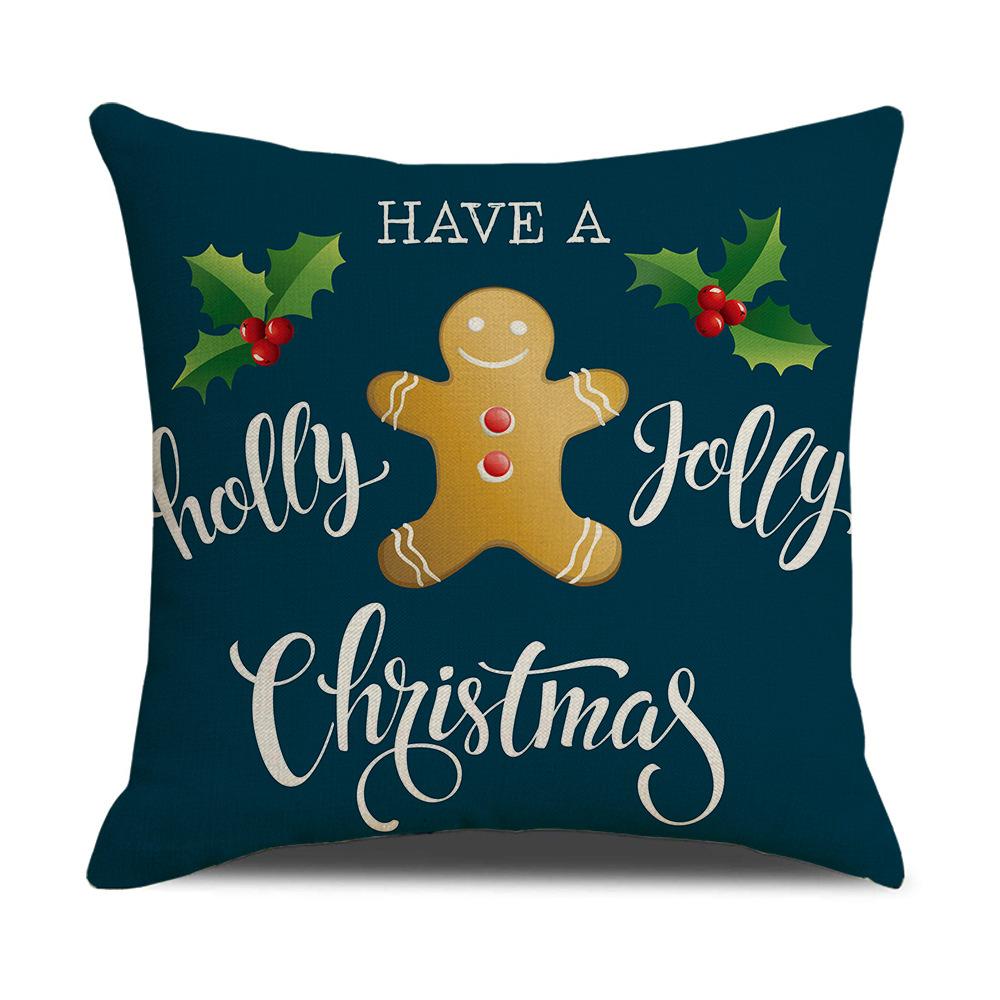 

New Christmas Cookies Men Linen Pillow Case Decoration Sofa Cushion Household Supplies Pillow Case Combination 45 * 45Cm (excluding pillow core)