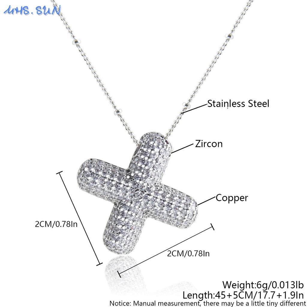 MHS.SUN High Quality Bubble Initial Necklace Letter A-Z Silver Color Zircon 26 Initial Balloon Pendant For Women Men Jewelry