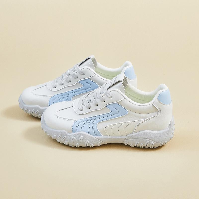 

Casual Running Sneakers for Women Breathable PU Leather Anti-Slip Chunky Platform Walking Shoes for Women Outdoor Comfortable Lace-up Tennis Sneakers 35