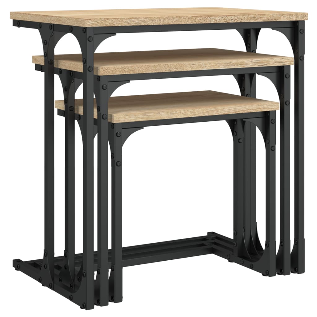 Coffee Tables, Nesting, 3 Pcs, Sonoma Oak