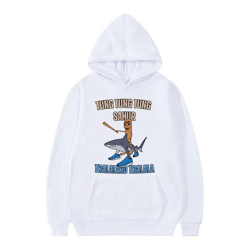 Tung Tung Tung Sahur Baseball Meme Hoodie Toppar Tralero Tralala Rolig Löparhaj Humor Streetwear Hoodies Män Kvinnor Sweatshirt