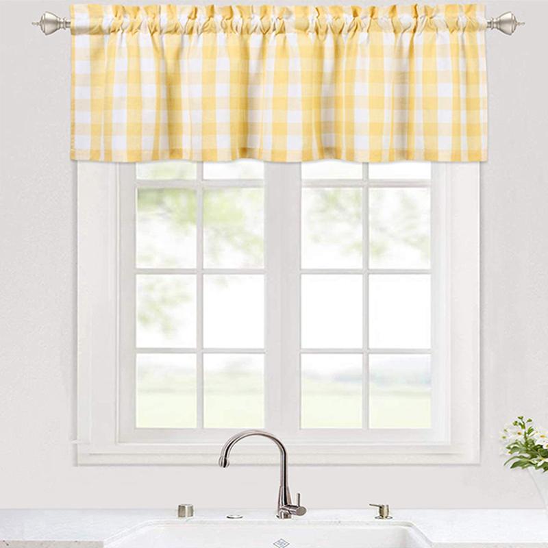 Small Fresh Grid Short Curtains Suitable for Parties Living Rooms Dining Rooms Kitchens Daily Home Decoration