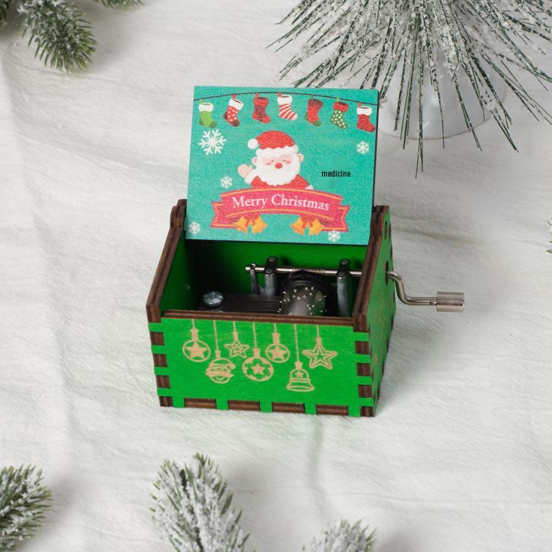 Wooden Hand-Cranked Christmas Music Box Ornament