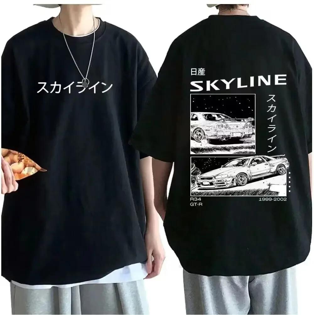 Pánské bavlněné tričko Drift Japan Anime AE86 Inifirst D Letní ležérní tričko Unisex R34 Skyline GTR JDM trička s oversized potiskem