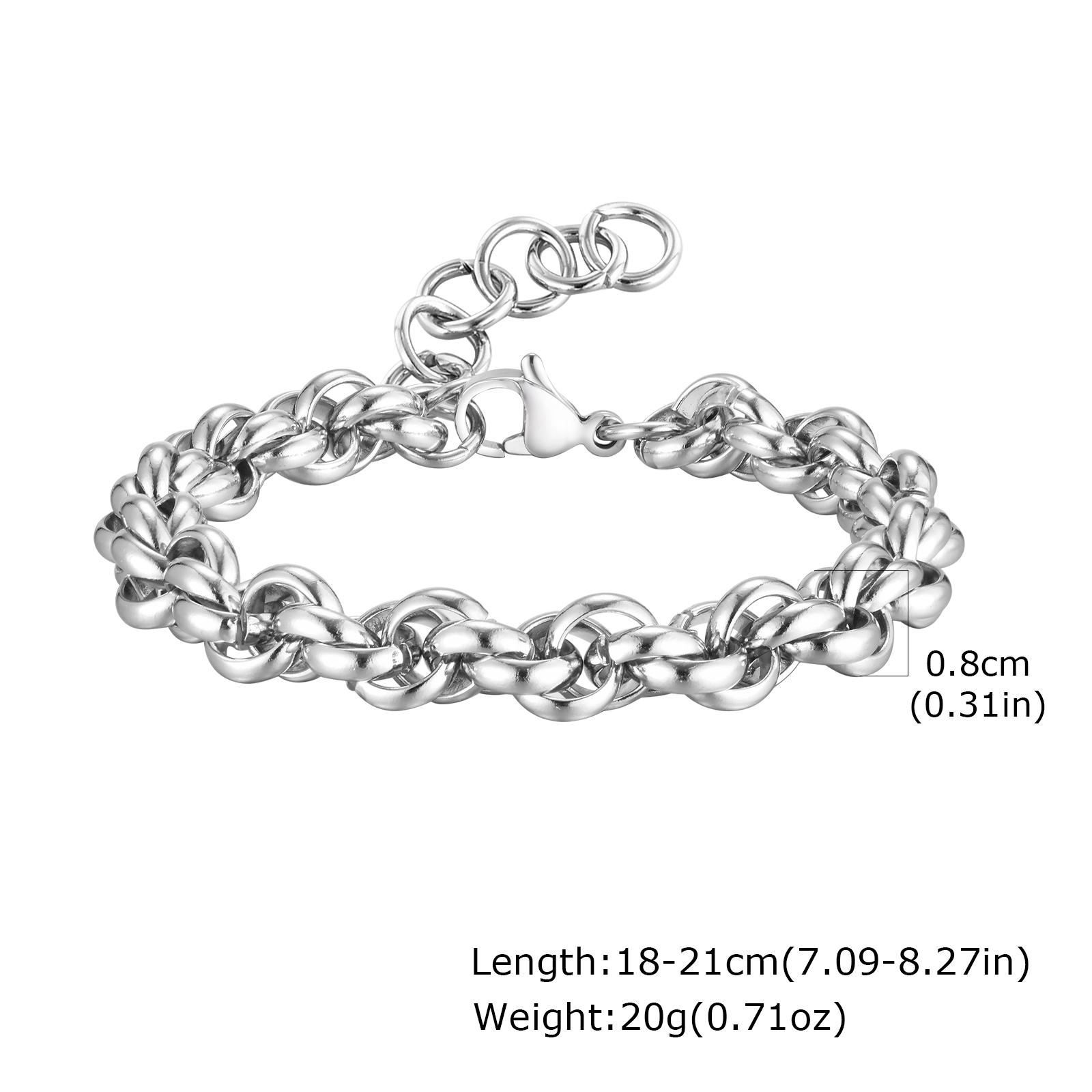 

Vnox 8mm Twisted Handmade Links Bracelets, Mens Never Fade Stainless Steel Metal Wristband, Simple Punk Jewelry