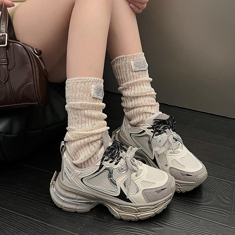 Fashion 2024 Women's H Sneakers Lace-Up Breathable Mesh Shoes for Women Lightweight Female Chunky Vulcanize Shoes Zapatillas De Mujer