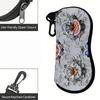 2D-Vintage Floral Pattern Protective Zipper Sunglasses Case, Decorative Retro Flower Eyeglass Holder, Portable Travel Accessory for Women Men