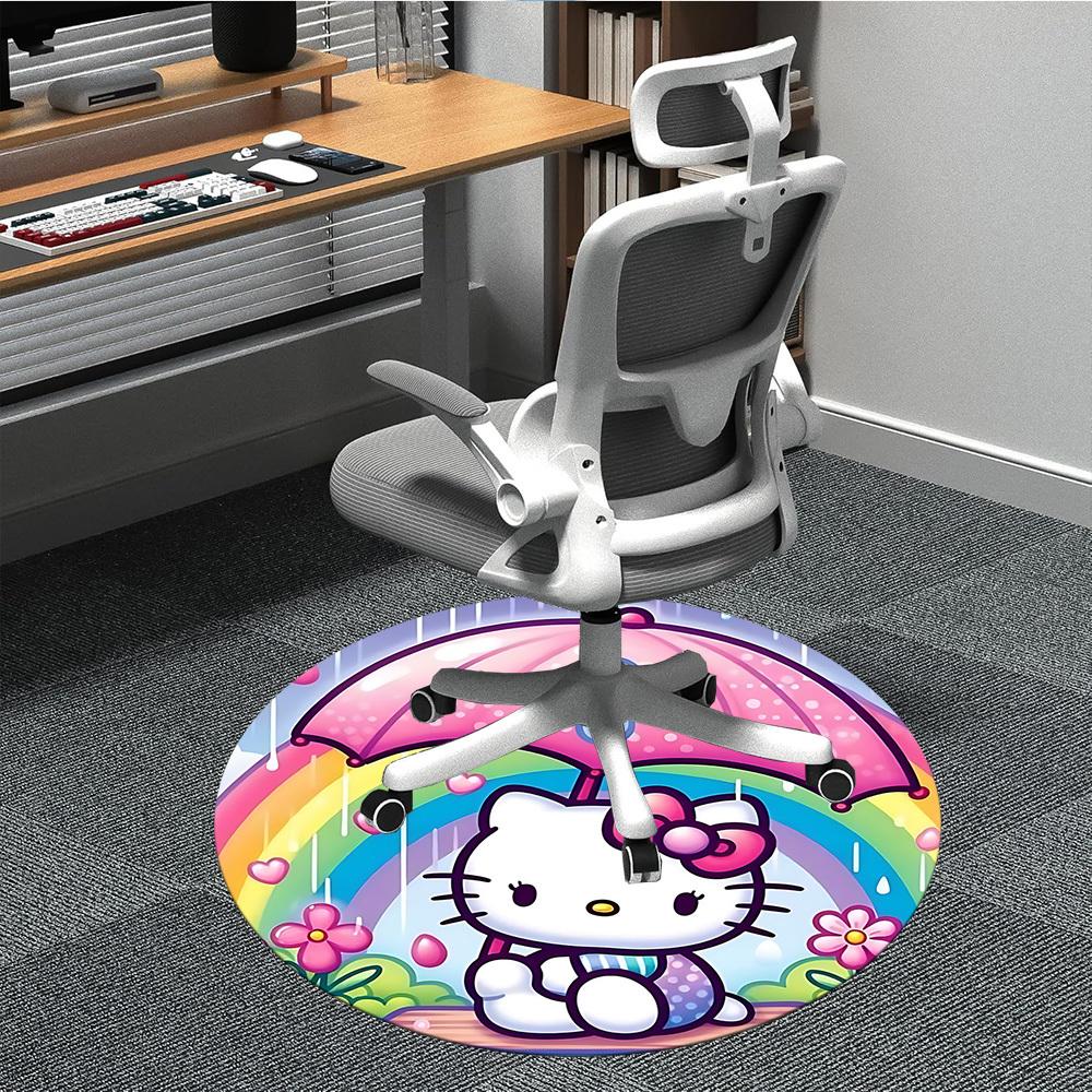 

Hello Kitty Rainbow Office Round Area Rug, Indoor Mat Suitable For Office,Bedroom Living Room Home Decor, Room Deco a0908131 80cm by 80cm