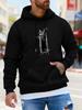 Unisex Individual All-Match Hooded Sweatshirt, Featuring a Cool And Handsome Gun-Holding Cat Print, Hip-Hop Trendy And Fun Outfit, Suitable for Daily