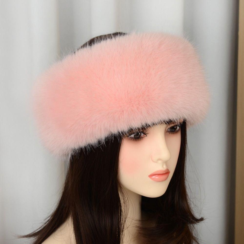 Coldproof Plush Faux Fur Headband Soft Fluffy Elastic Hair Bands Lady Warm Empty Hat  Skiing