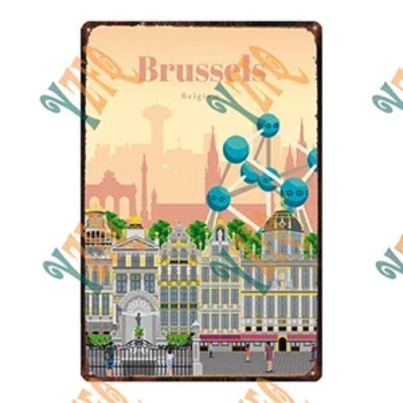 Cityscape Travel Metallschild, Urbanes Landschafts-Wanddekor 20x30cm