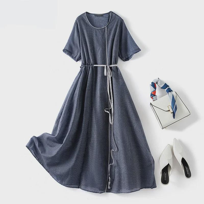 Elegantes Sommer-A-Linien-Kleid in Übergröße für Damen - Schlanke Taille, Kollektion 2021 (3353)