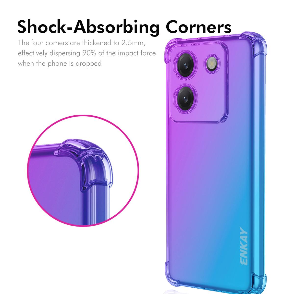 

For Xiaomi Poco M7 Pro 5G TPU Case ENKAY Thickened Four Corner Drop-proof Phone Back Cover Blue/Pink