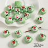 Handmade Cute Flower & Heart Green Ceramic Beads for DIY Jewelry