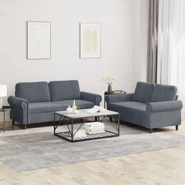 VidaXL Ensemble de Canapés avec Coussins 2 pcs, Canapés avec Accoudoirs et Dossier, Ensemble de Meubles, Mobilier de Salon, 3202211