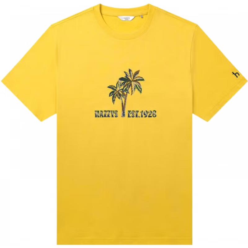 HAZZYS Men s 2025 Summer Embroidered Coconut Tree T-Shirt XL
