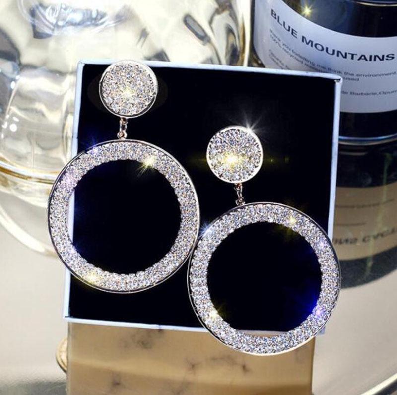Übertriebene Geometrische Runde Diamant-Ohrringe mit S925 Silberstift