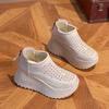 Leather dad shoes casual shoes women's summer new punched breathable thick sole versatile height increase retro women's shoes trend