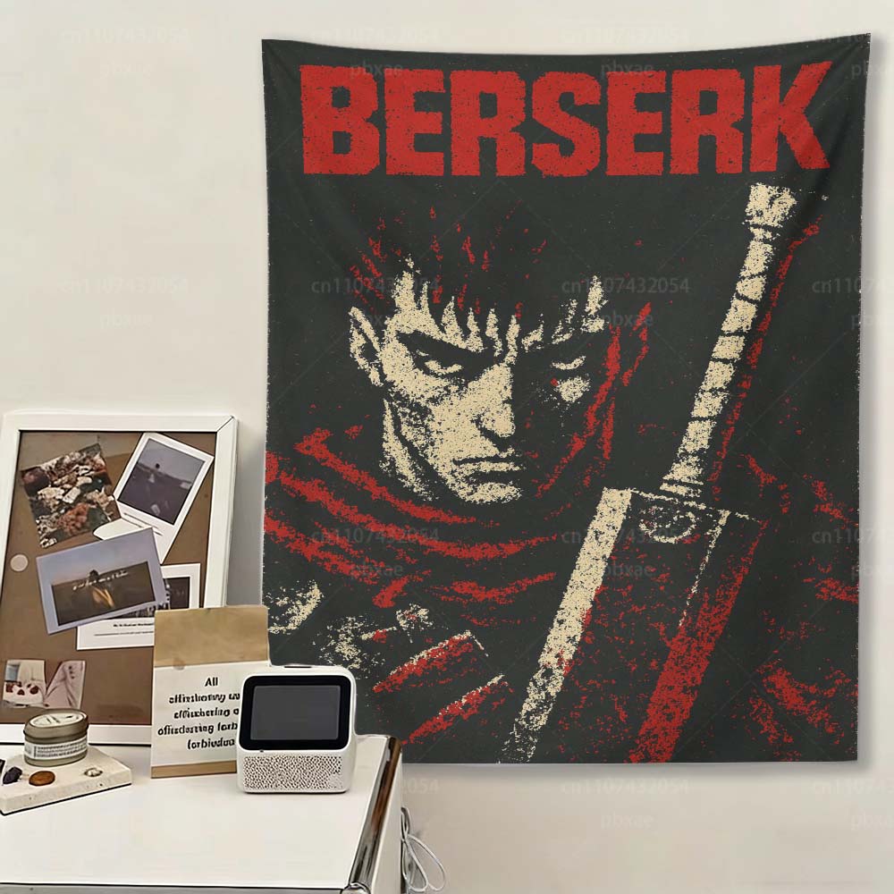 

Black Swordsman Falcon Anime Tapestry Dark Fantasy Wall Hanging for Bedroom Living Room Home Decor 74x94cm(29x37in)