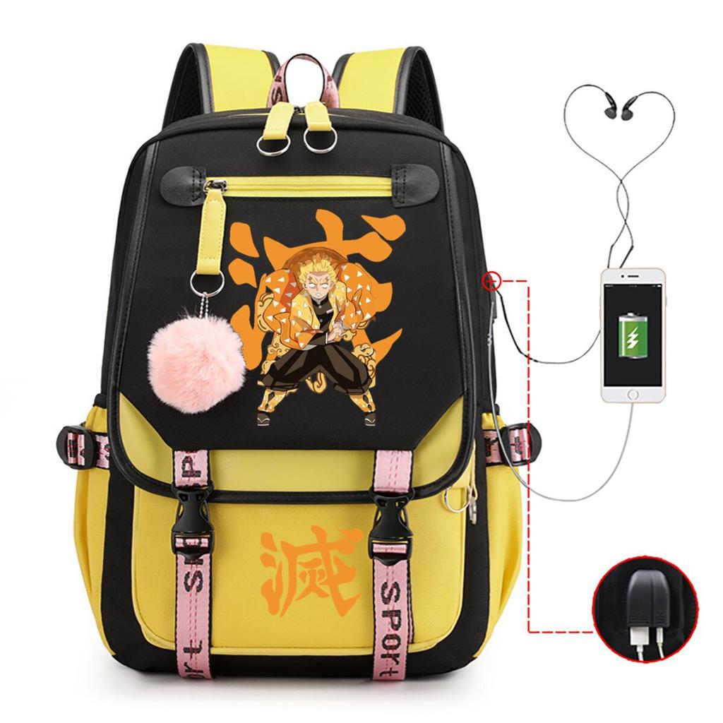 Ghost Extermination Surrounding Day Trend Backpack Large Capacity Student Schoolbag Multi-functional Leisure Outdoor Bag