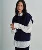 GRIDAJ Alpaca Crochet Knit Vest _ Navy