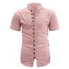Summer new men's casual versatile shirt solid color slim-fitting short-sleeved top