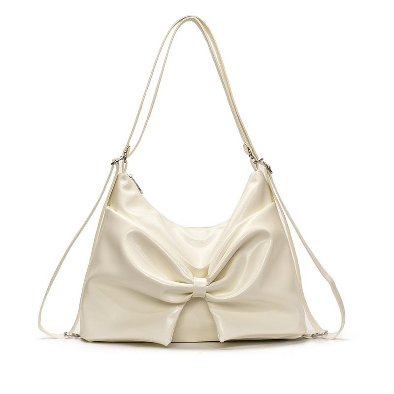 2025 new personalized trend high-end texture big bow tote bag shoulder bag casual solid color double shoulder women's bag