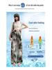 Chinese Style Ink Wash Tie-Dye High-Waisted Wide-Leg Ice Silk Pants for Women